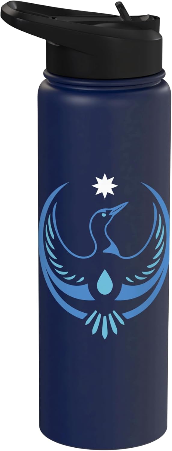 Botella de agua aislada de acero inoxidable símbolo de loon rebel