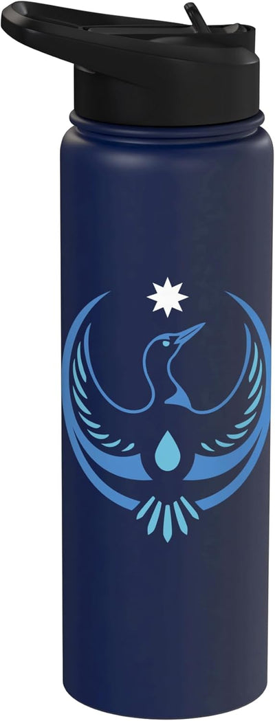 Botella de agua aislada de acero inoxidable símbolo de loon rebel