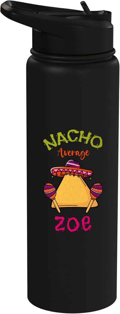 Botella de agua personalizada con nombre insulado acero inoxidable taco divertido