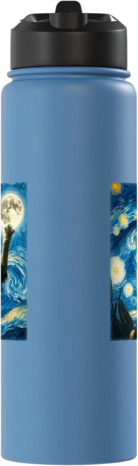 Botella de agua aislada estilo Van Gogh Cartoon Lion