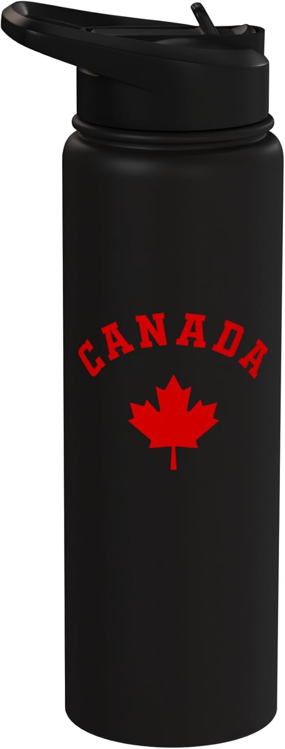 Bottella de agua aislada acero inoxidable bandera canadiense
