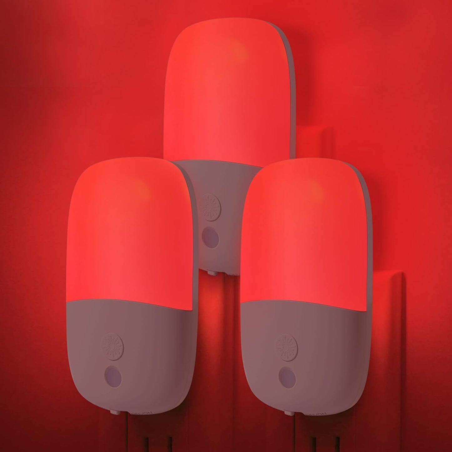 Luz Nocturna Roja 670nm Con Enchufe Retráctil 3uds Automática