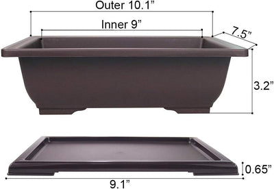 3 Macetas Rectangulares Bonsái 10pulg con Bandeja