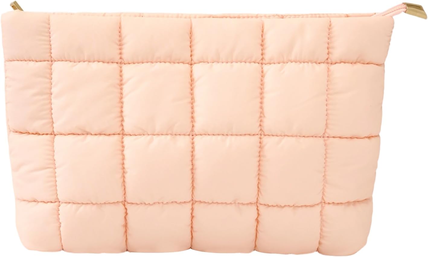 Bolsa maquillaje mujer acolchada organizador viaje rosa