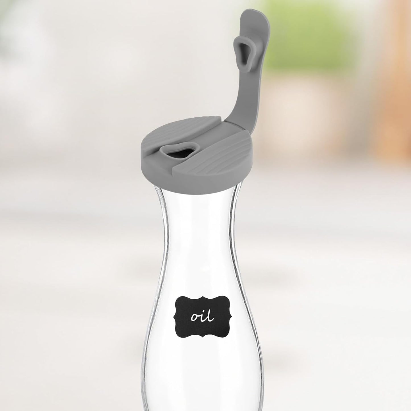 Tapas de botella para aderezo de ensalada sin BPA de silicona gris y negro