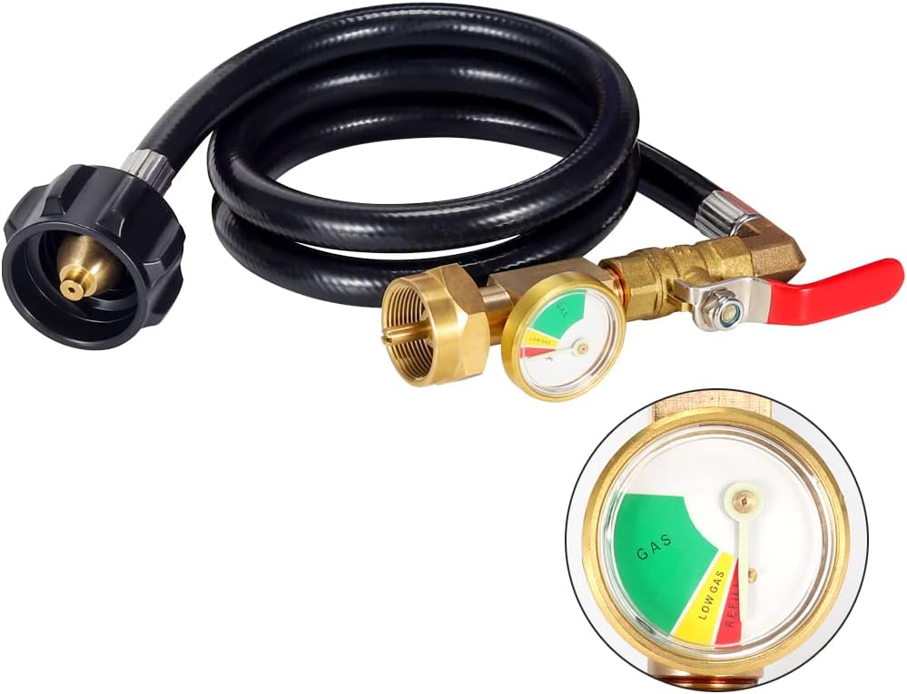 Manguera adaptador propano 36 350PSI con manómetro parrilla camping