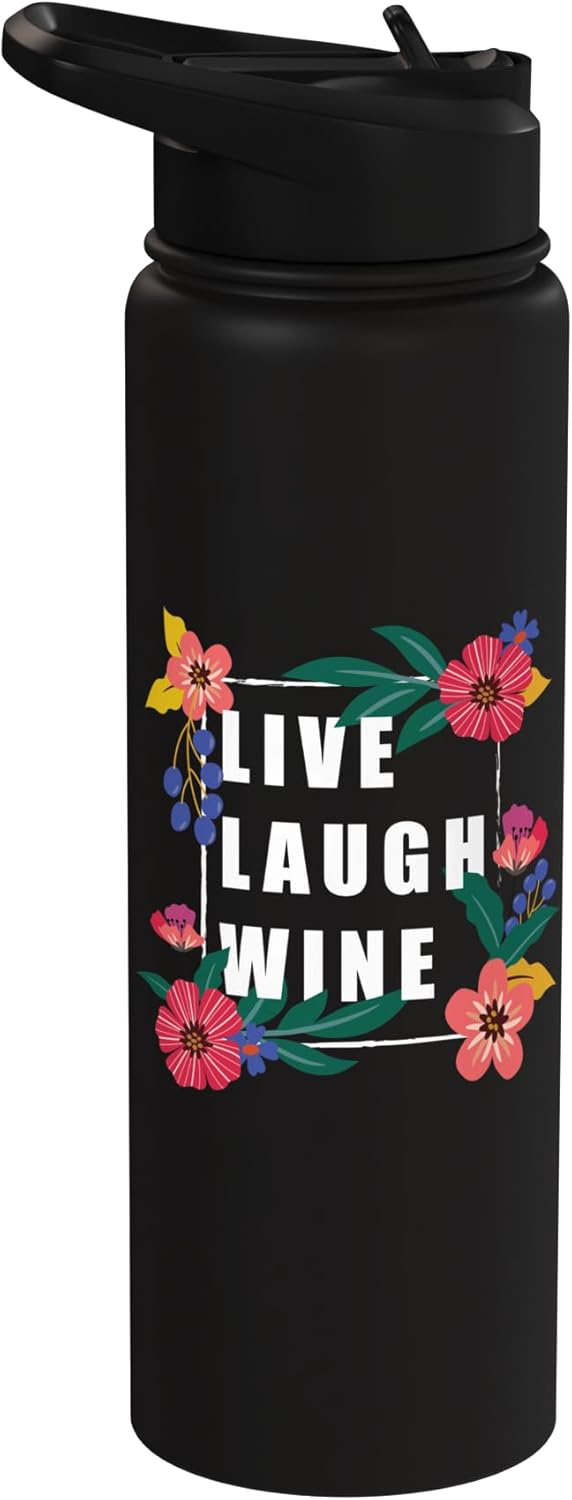 Botella agua acero inox aislada para mujer con flores