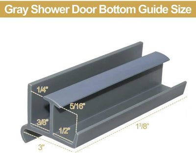 Guía puerta corrediza ducha vidrio 3x1-3/8 pulg gris