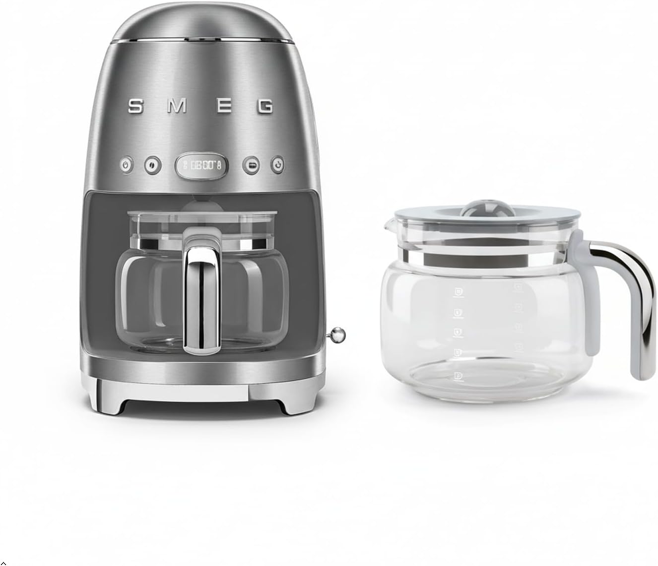 Cafetera goteo retro Smeg jarra vidrio acero inox
