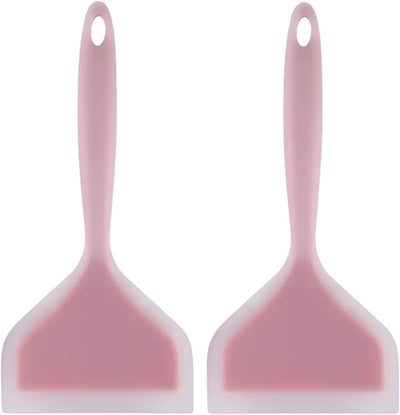 2 espátulas de silicona rosa para panqueques, huevos, pescado y pizza