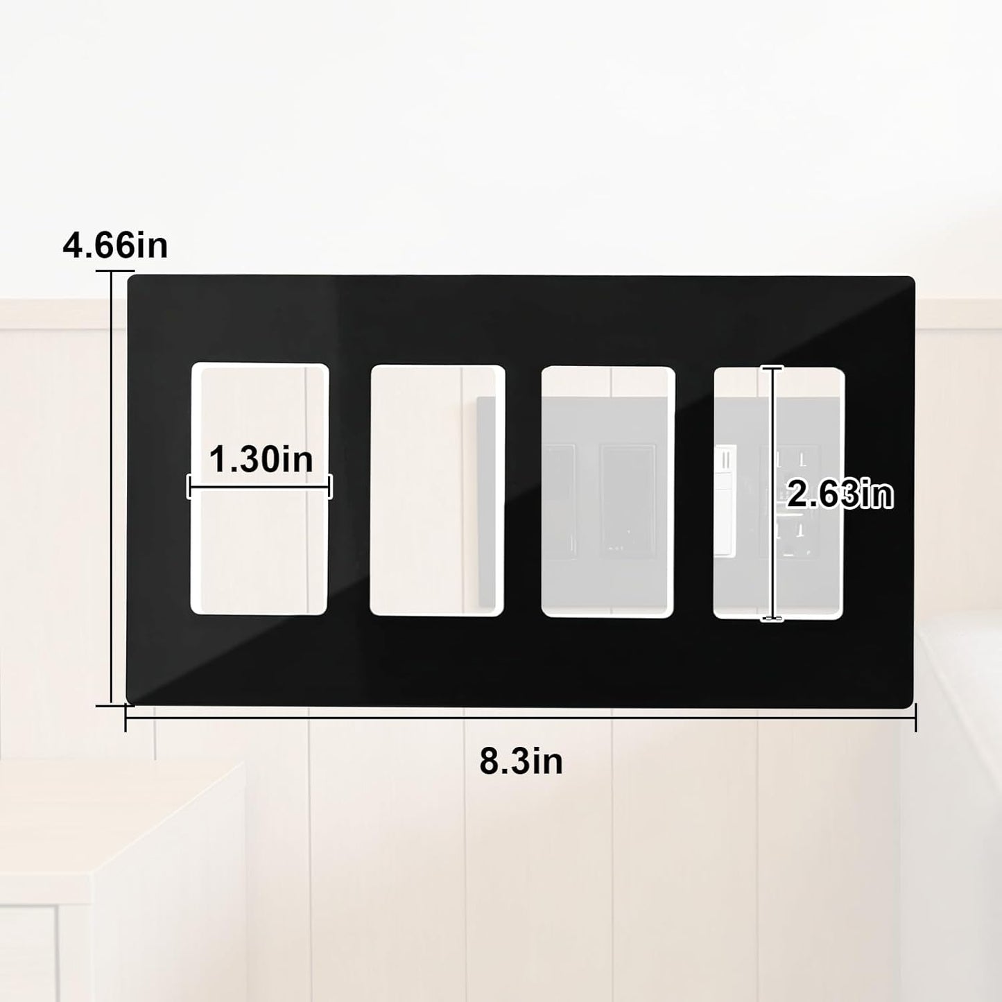 Placas pared 4 segmentos negro mate seguro niño