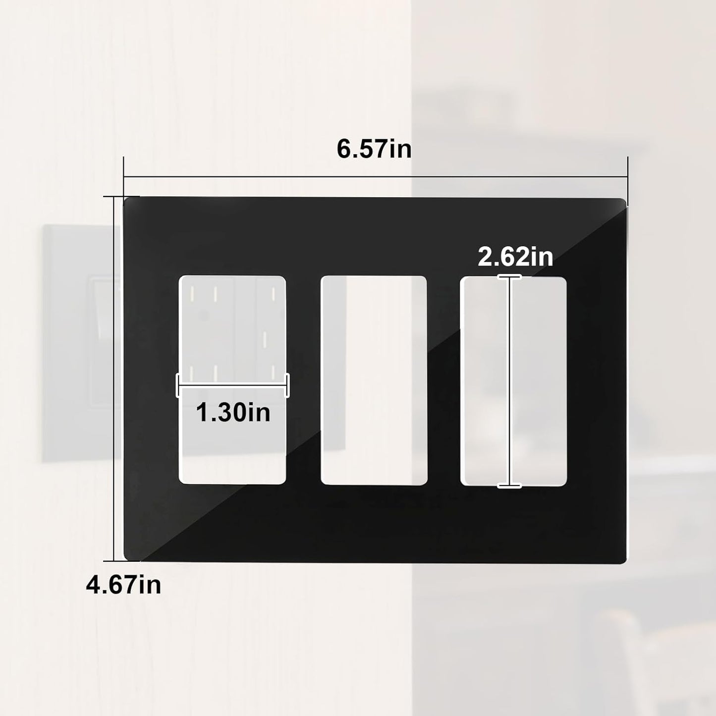 Placas pared 3 segmentos negro mate seguros para niños