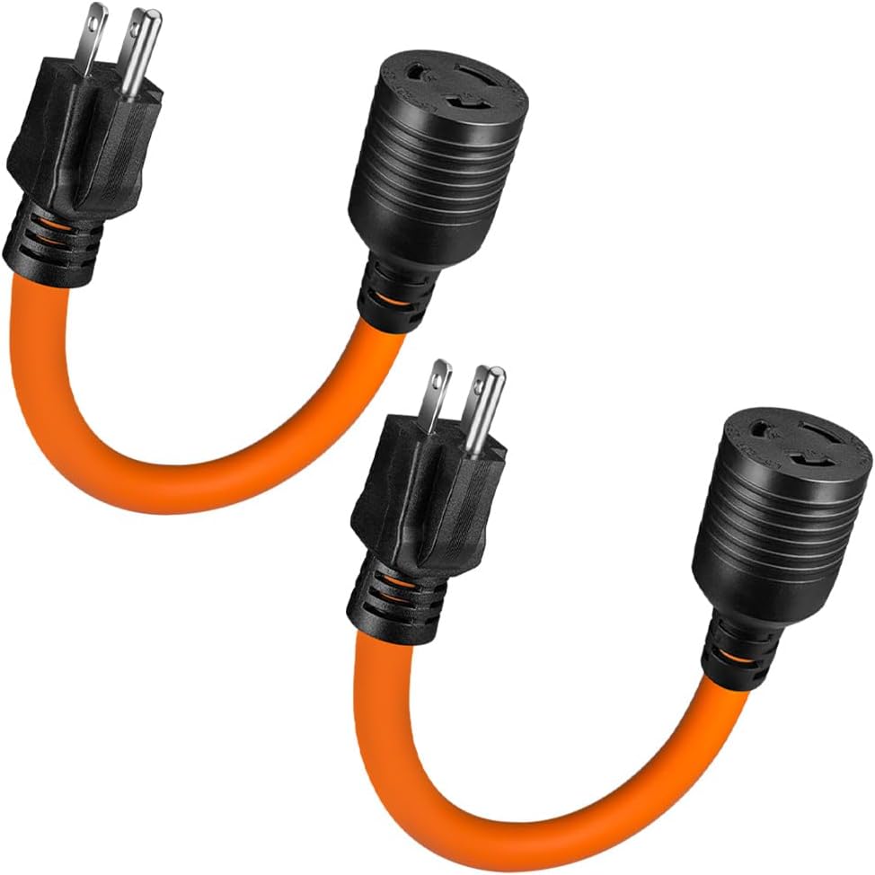 Pack 2 Cables Alimentación 5-15P a L5-20R Bloqueo Giratorio