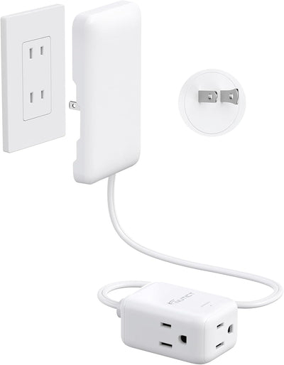 Adaptador tomacorriente 2 a 3 clavijas con cubierta blanca