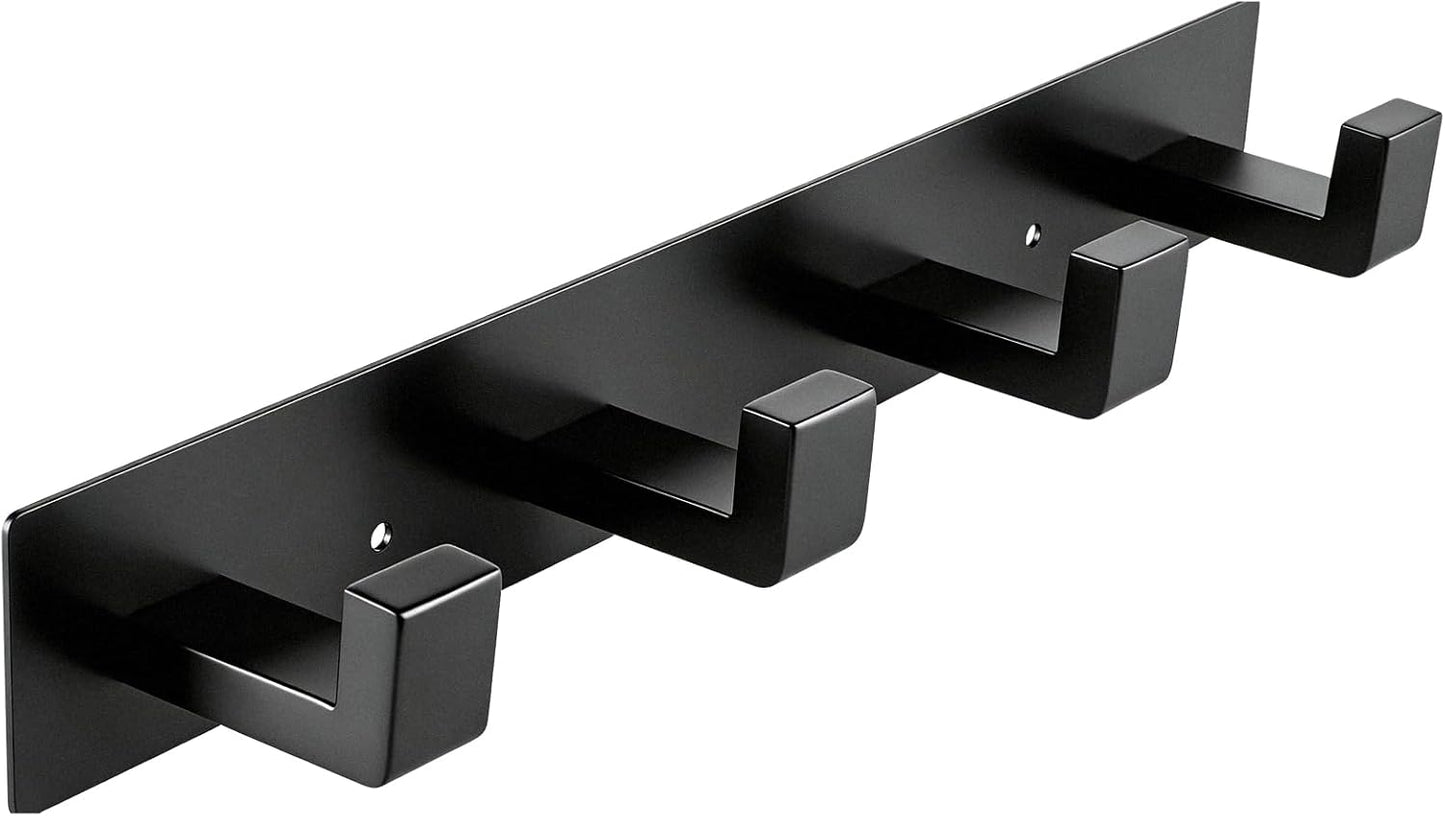Perchero negro 12.5pulg con 4 ganchos metal resistente