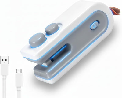 Mini sellador de bolsas con cortador térmico recargable USB para alimentos