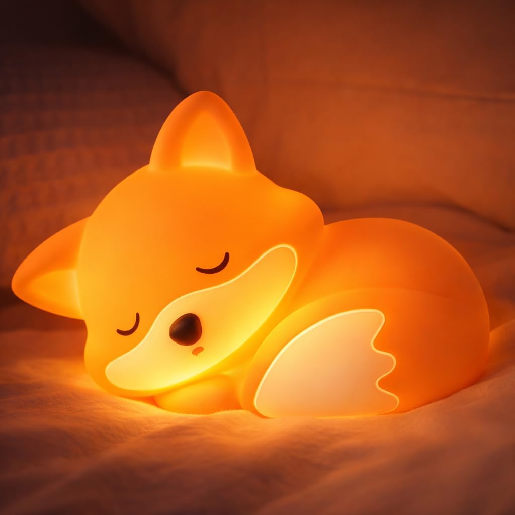 Luz Nocturna Zorro Silicona Recargable Temporizador Dormitorio