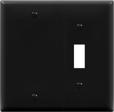 Placa pared combinada interruptor palanca negro