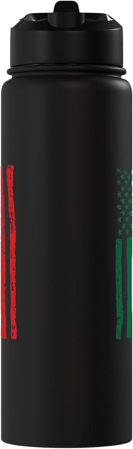 Botella de agua aislada de acero inoxidable con diseño de bandera de EE.UU. y México