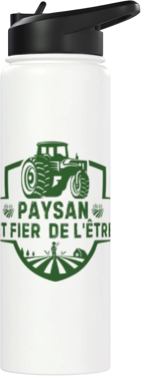 Botella agua acero inox aislada diseño agricultor