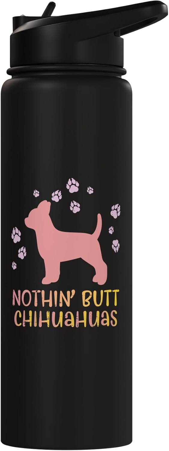 Botella de agua aislada de acero inoxidable para amantes del perro chiwawa