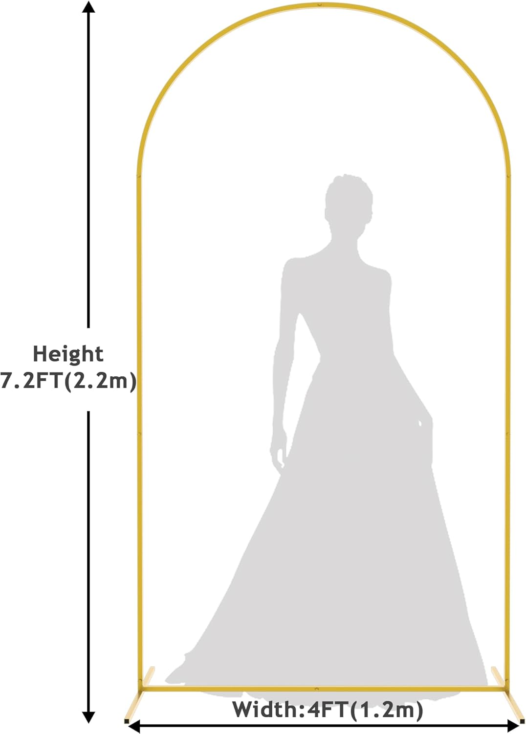 Marco arco metal 7.2ft dorado para boda fiesta decoración