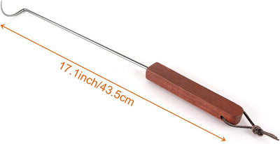 4 Ganchos carne acero inox 17pulg mango madera giratorio