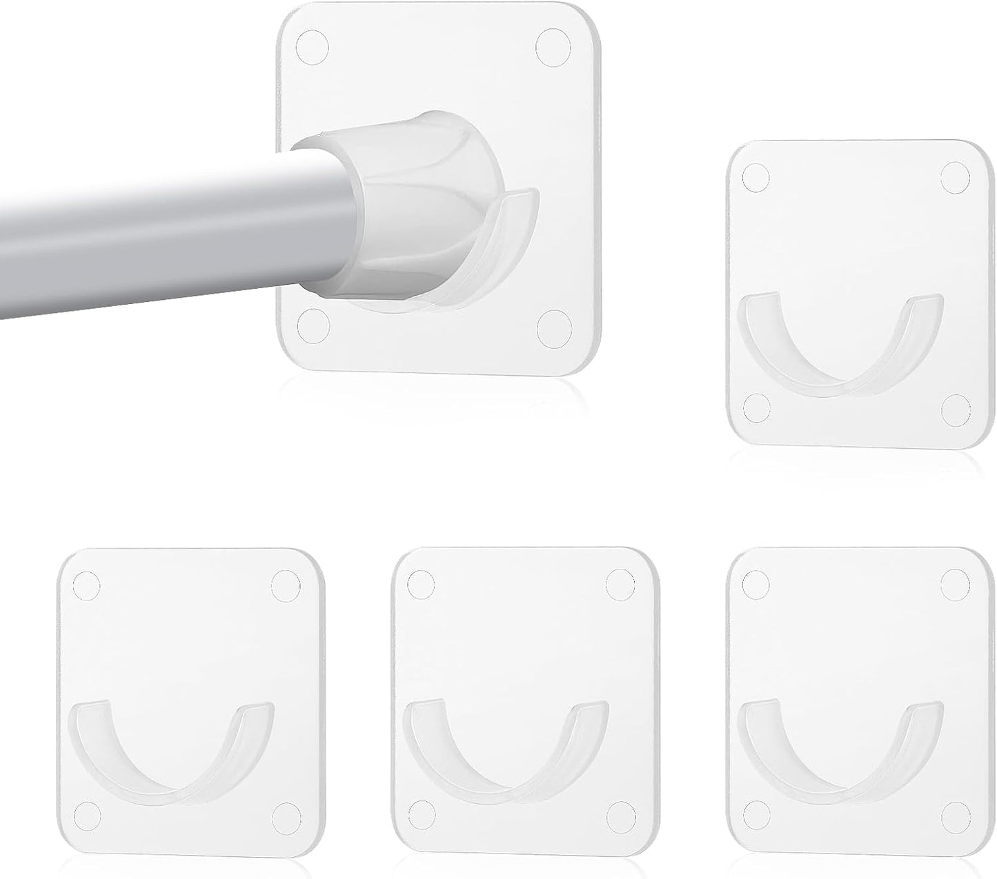4 Soportes Adhesivos para Barra Cortina Ducha Sin Perforar