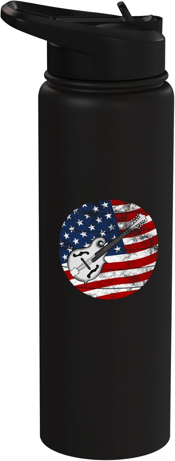 Botella de agua aislada patriótica Mandolin USA