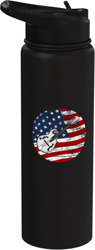 Botella de agua aislada patriótica Mandolin USA