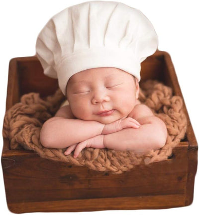 Traje bebé unisex para sesión foto con sombrero chef blanco