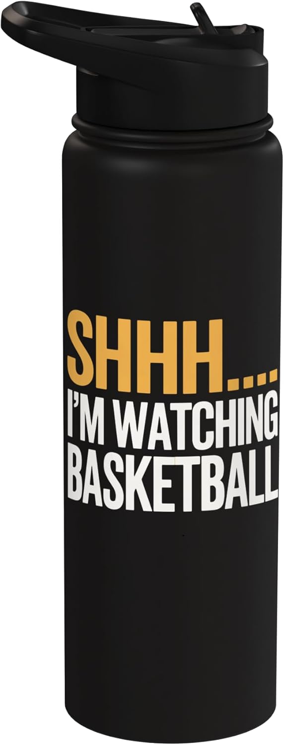 Botella de agua acero inoxidable aislada para fanático del baloncesto