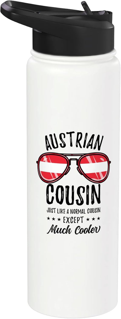 Botella de agua acero inoxidable aislada estilo austriaco