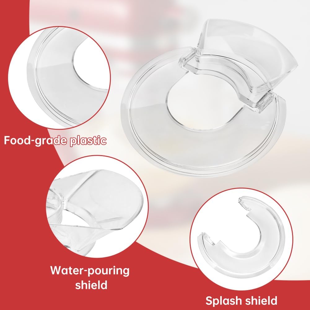 Escudo de vertido para batidora Kitchen-Aid 4.5-5 cuartos galón protector salpicaduras acero inoxidable vidrio