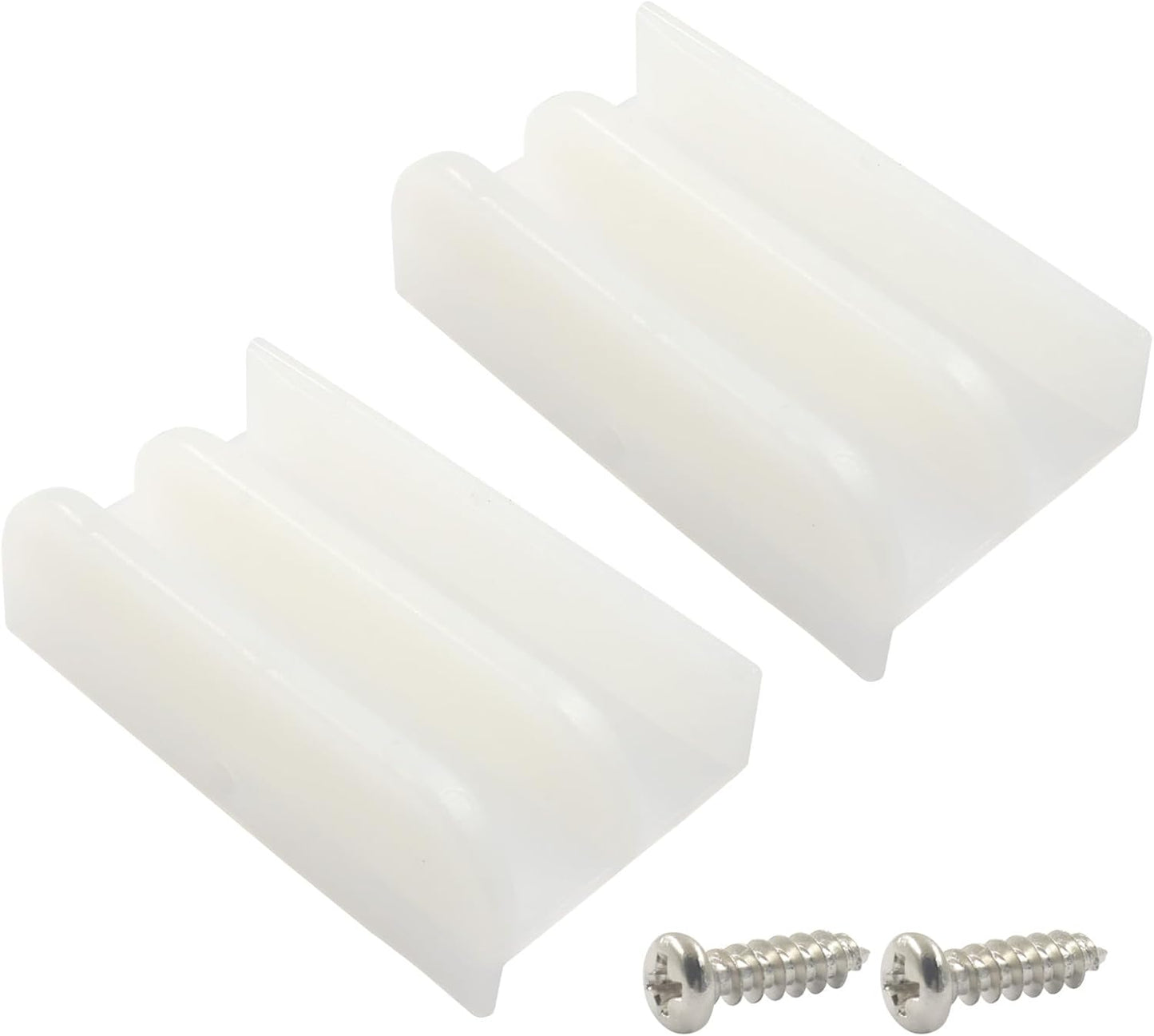 Set 2 Guías Puerta Ducha M6219 Riel Plástico Blanco Vidrio 7/16pulg