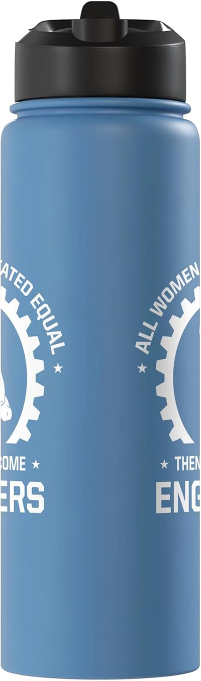 Botella de agua acero inoxidable aislada ingeniera femenina divertida