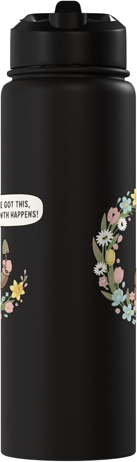 Botella agua acero inox aislada con diseño sloth