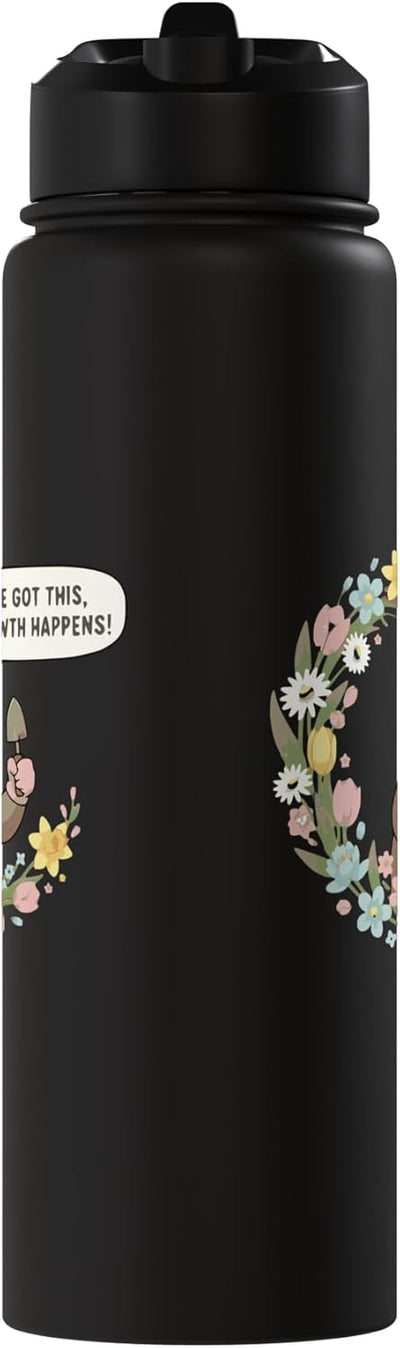 Botella agua acero inox aislada con diseño sloth