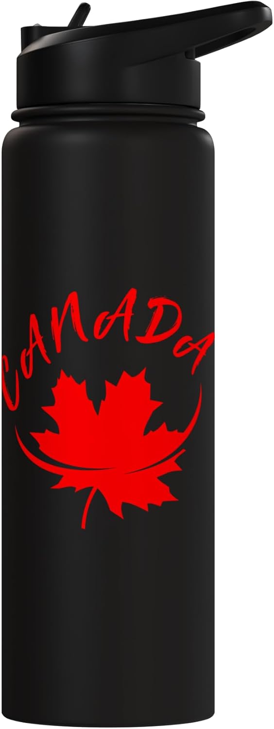 Botella de agua aislada de acero inoxidable bandera canadiense