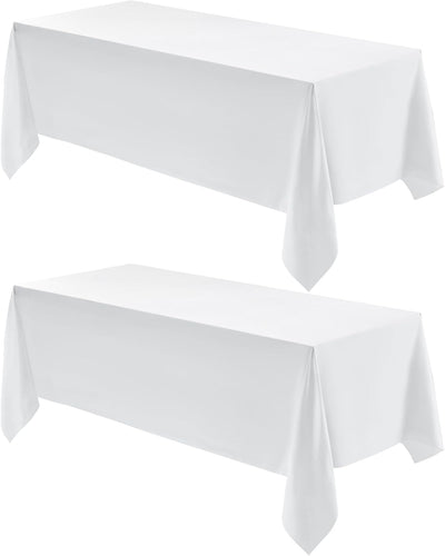 Manteles rectangulares de poliéster resistente a manchas y arrugas para cocina, comedor, fiestas, bodas, 2 unidades, blanco
