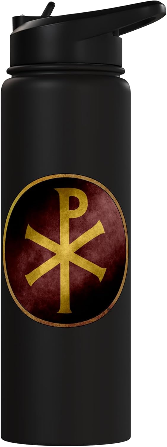 Botella de agua acero inoxidable símbolo Chi Rho Imperio Romano