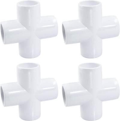 4 Conectores PVC 1/2pulg blanco para invernadero