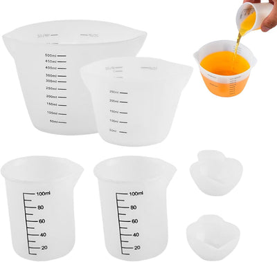 6 Pzas Tazas Medidoras Silicona Forma V para Resina Epoxi Chocolate