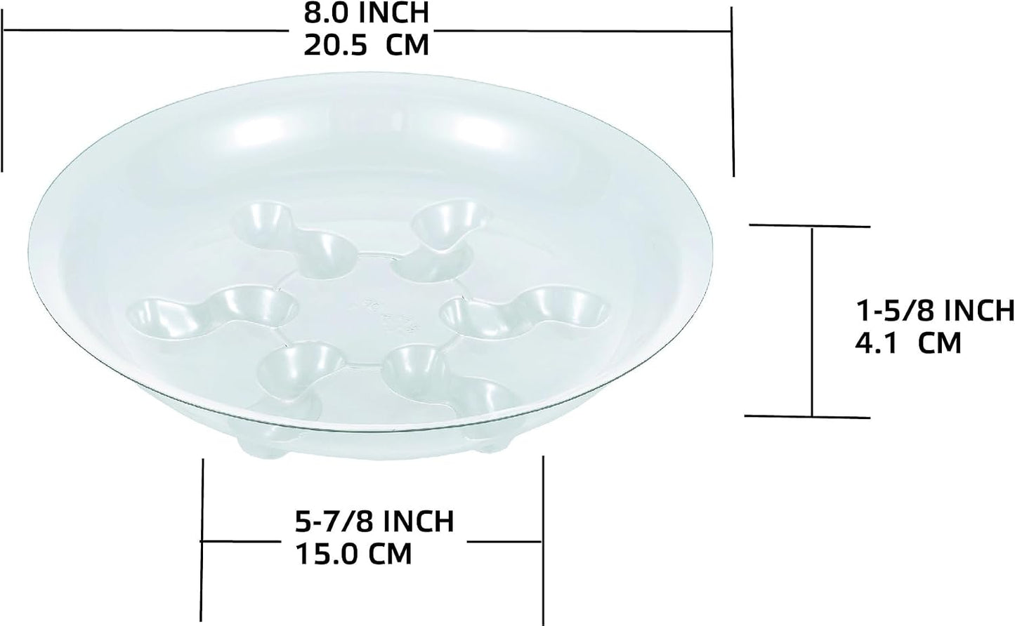 5 Pzas Platillos Plástico Transparente 8pulg para Macetas