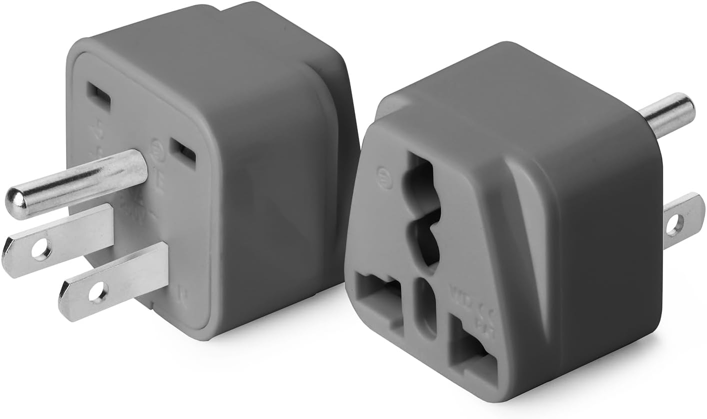 Adaptador enchufe Reino Unido a EE.UU. set 2 gris