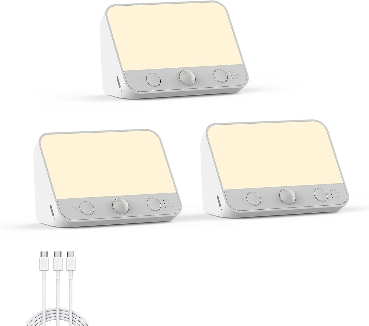 Luz nocturna sensor movimiento 3 colores dimable 3 Pzas