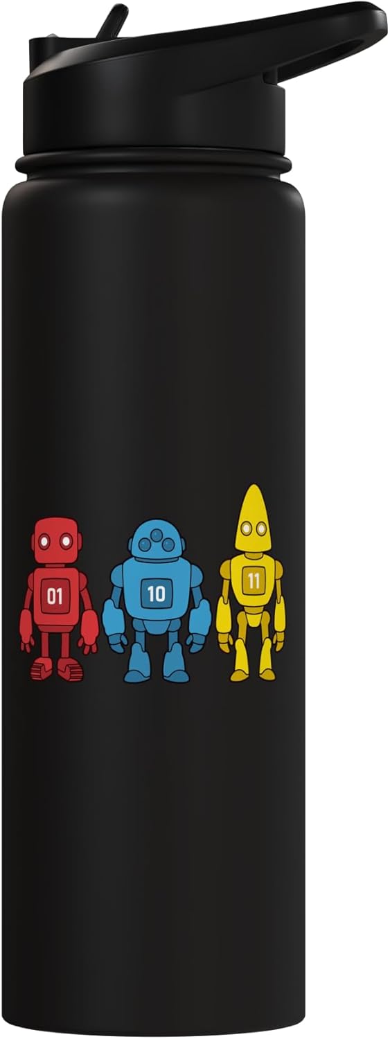 Botella de agua aislada de acero inoxidable para programador de robots divertidos