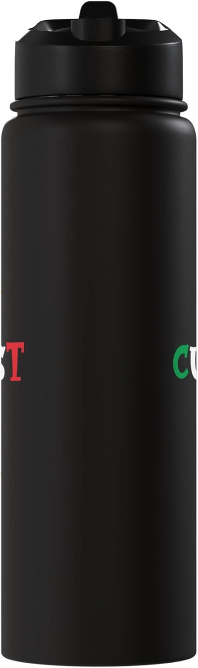 Bottella de agua acero inoxidable aislada familia elfos navidad