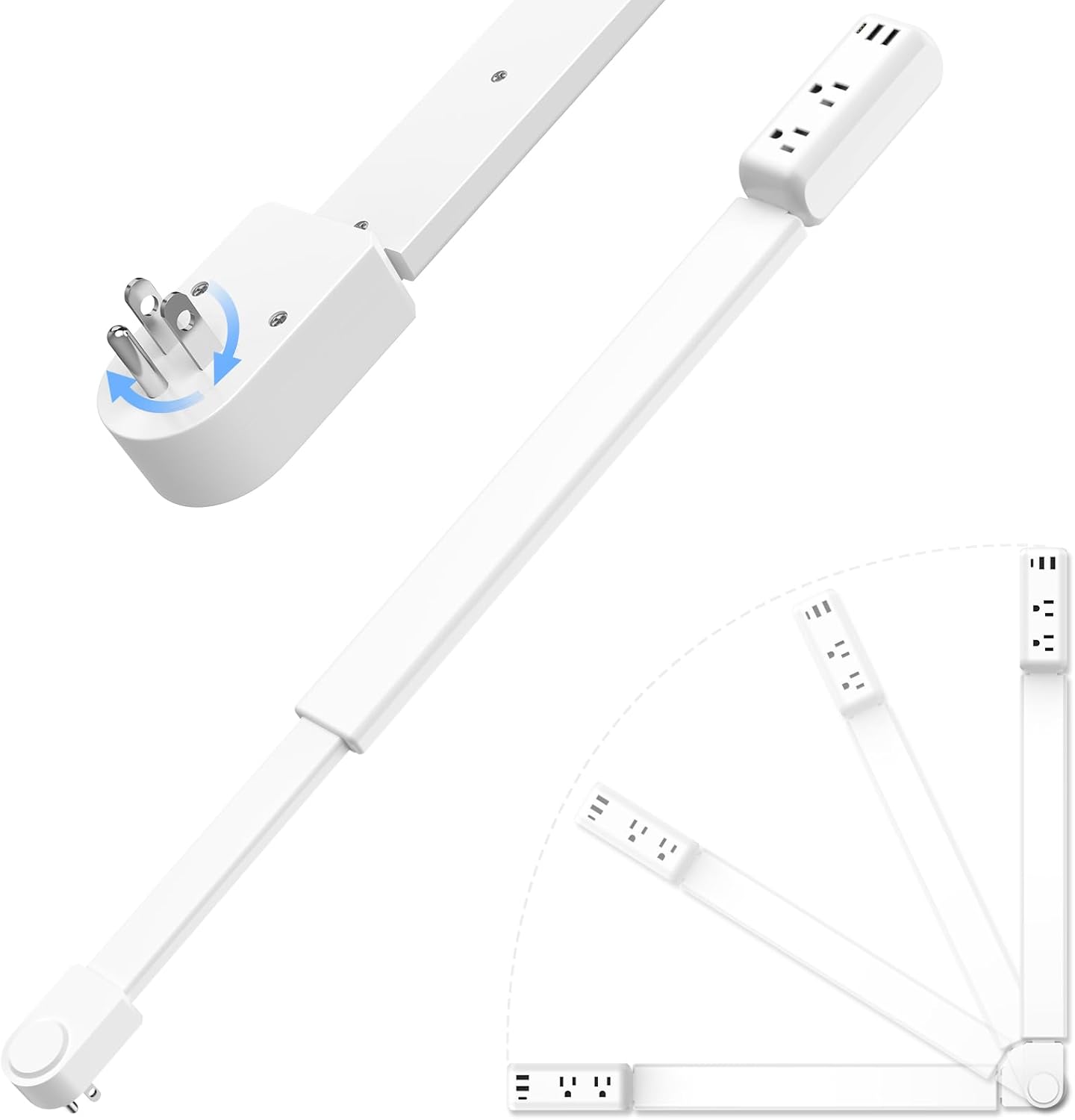 Extensión enchufe giratorio 23-34pulg 2 CA 3 USB