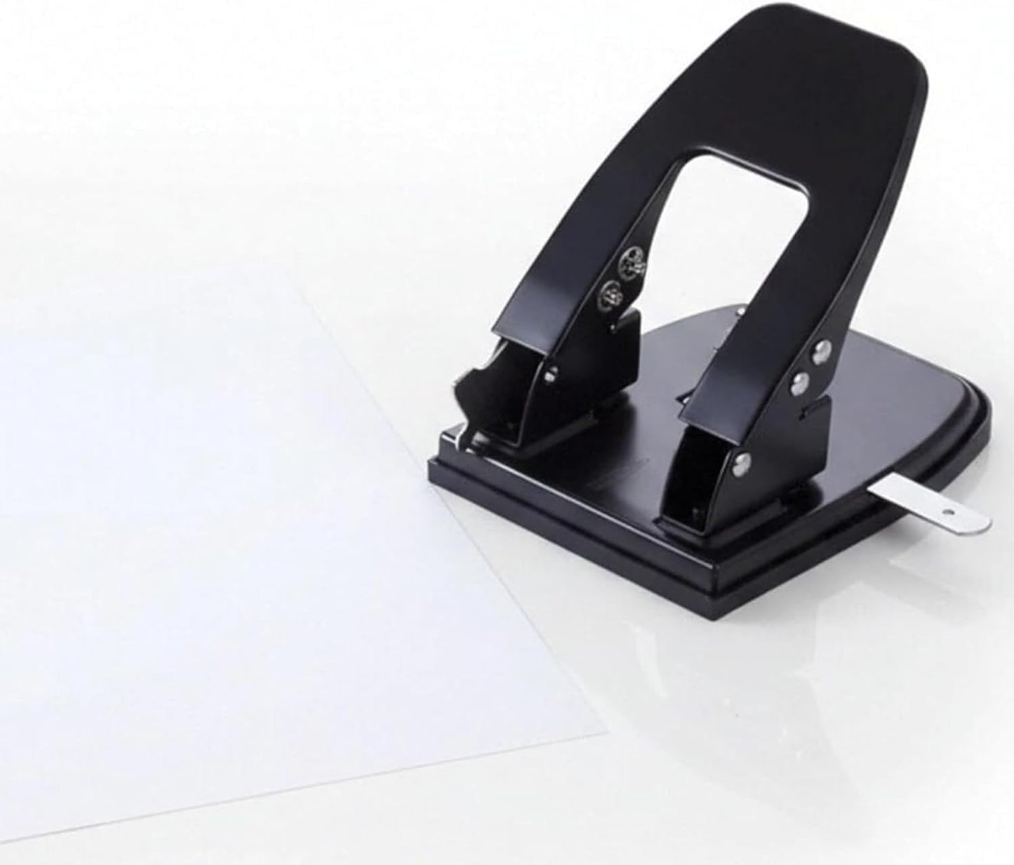 Perforadora papel 2 agujeros 30 hojas negra guía ajustable